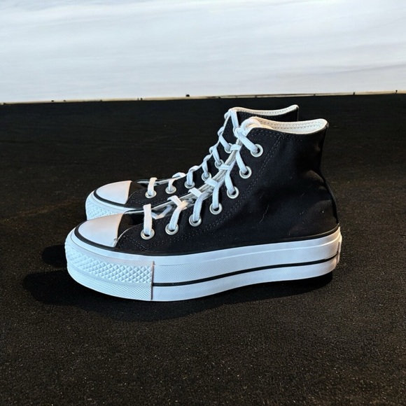 Converse Chuck Taylor All Star Lift Platform Black and White High-Top Sneakers - Picture 12 of 16